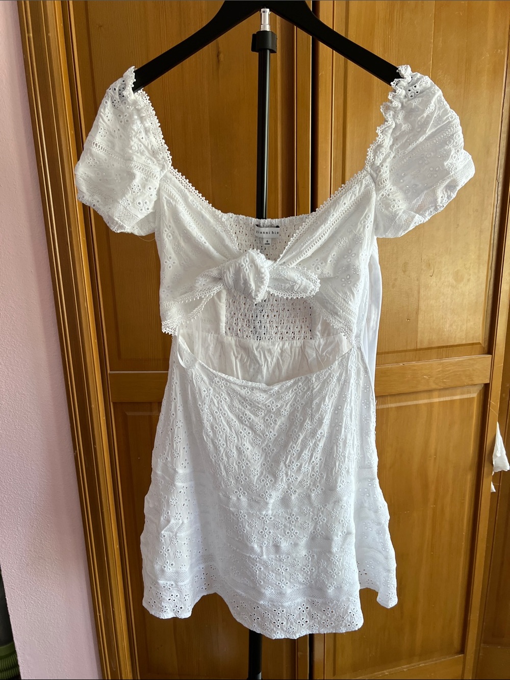 Gianni Bini White Eyelet Tie-Front Dress